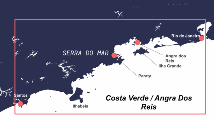 Mapa de la zona de navegación de Costa Verde en Brasil
